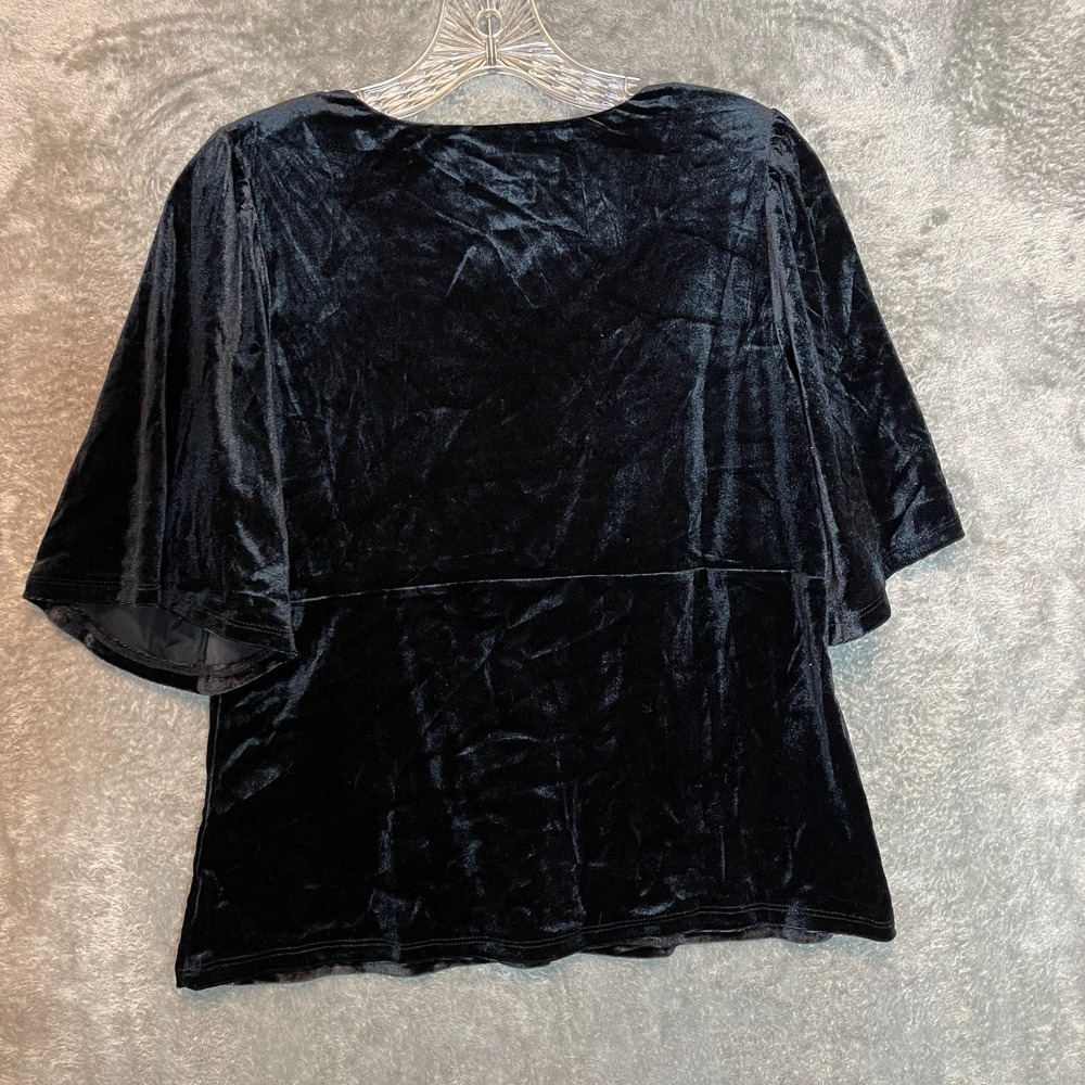 Knox Rose Women Size M Dark Coquette Whimsigoth Babydoll Soft Velvet Cropped Top - Picture 3 of 8